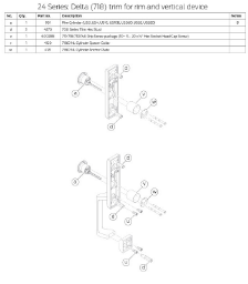 24 Series: Delta (718) trim for rim and vertical device